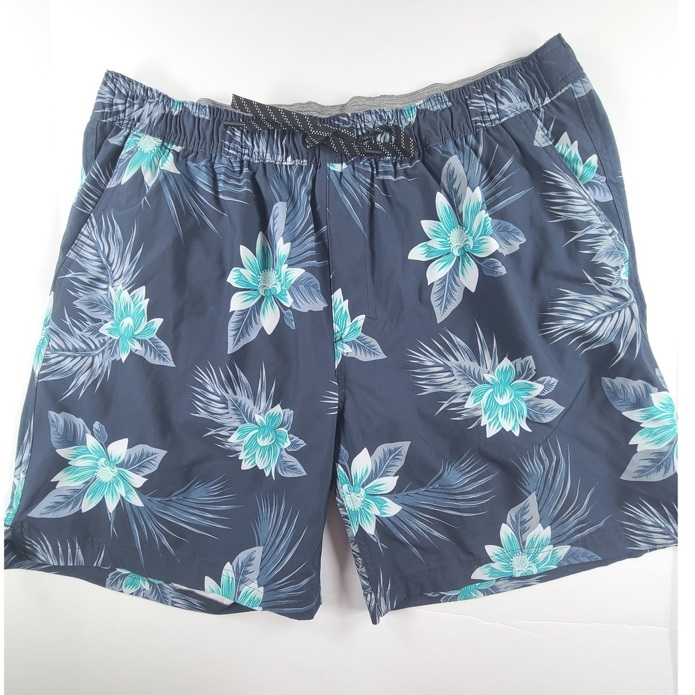 Hurley Swim Trunks Shorts Mens XXL Navy Floral Tropical W/ Liner Elastic Waist